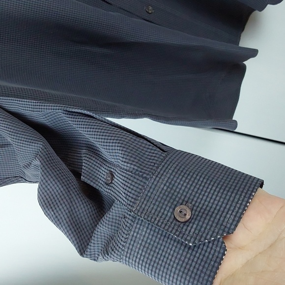 Bugatchi Dark Blue /Gray Mens Soft Modal Long Sleeve Premium Quality Shirt Sz.L - Picture 3 of 9